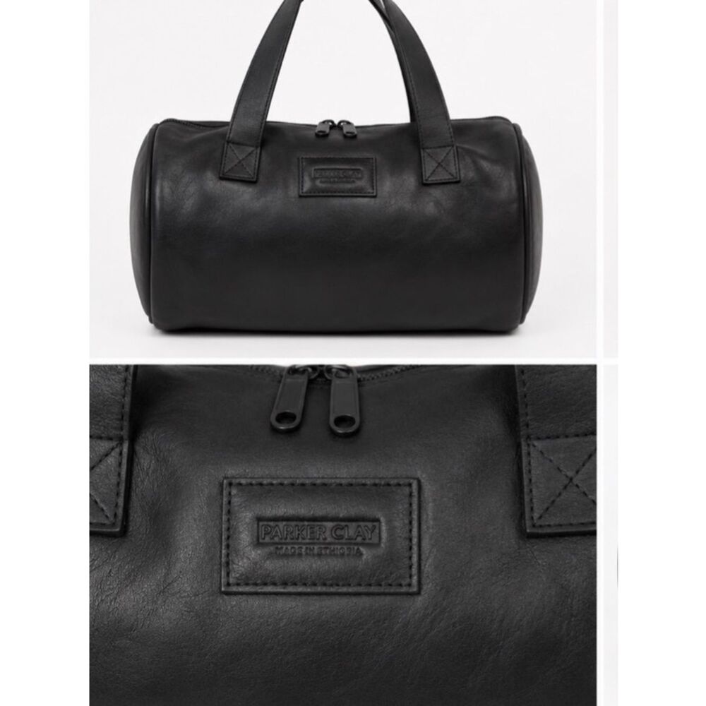 🖤 Parker Clay Black Leather Barrel Duffel Bag